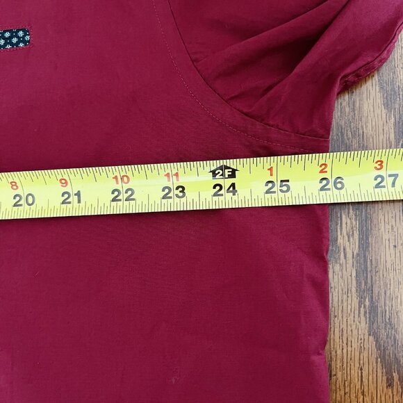 Alex Vando Men's Shirt XXL Long Sleeve Pattern Collar Cuffs Button Up Burgundy - Picture 8 of 9